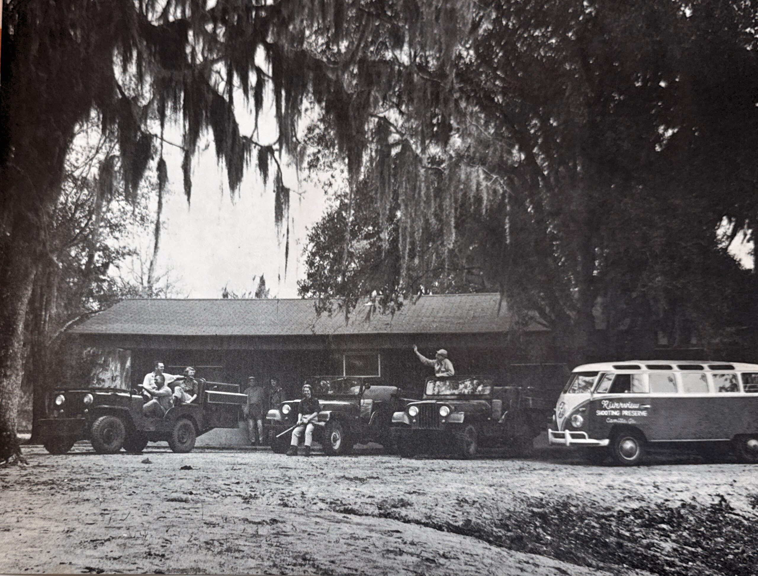 old image of hunters at Riverview Plantation